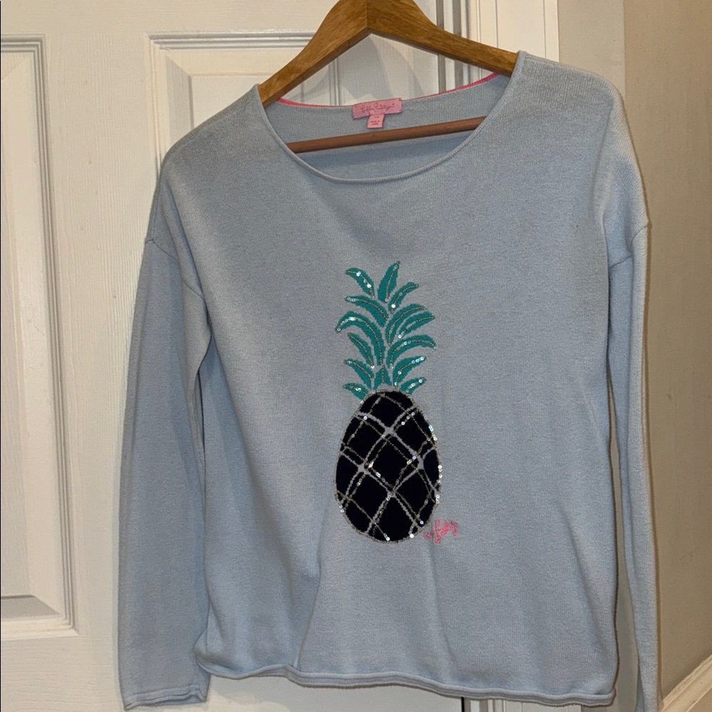 Lilly Pulitzer XS blue pineapple sequin sweater
